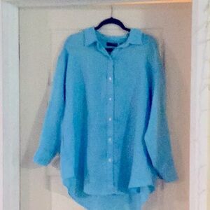 Turquoise linen shirt